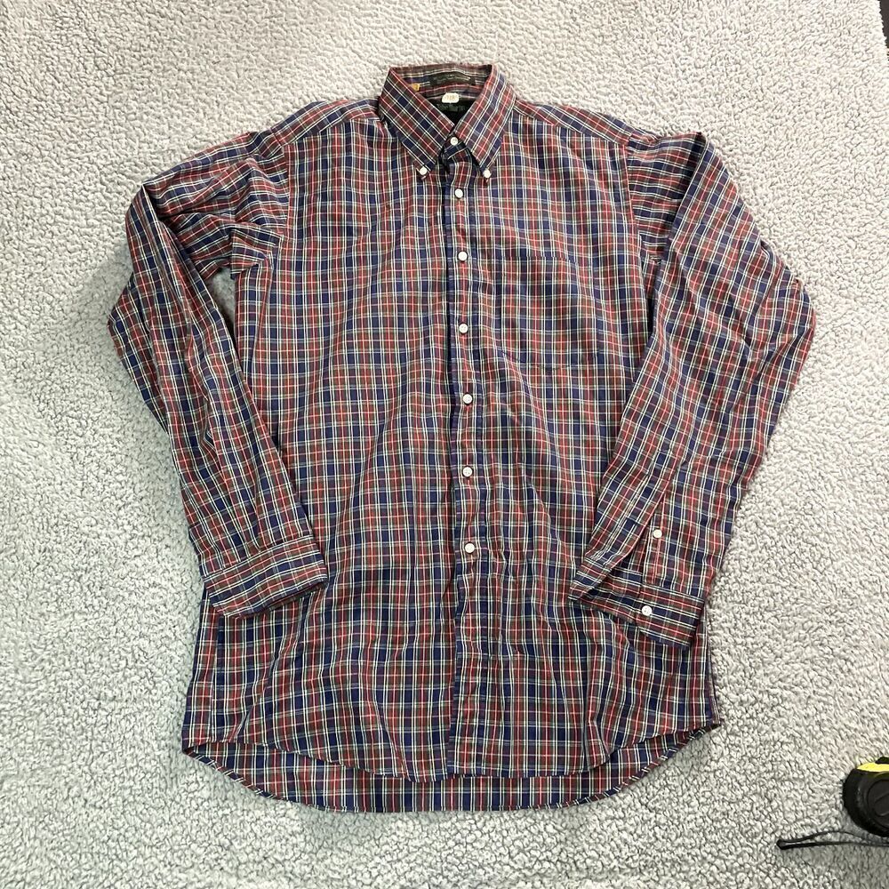 Vintage John Martin Button Up Shirt Men's Long Sleeve Western Plaid Red 36